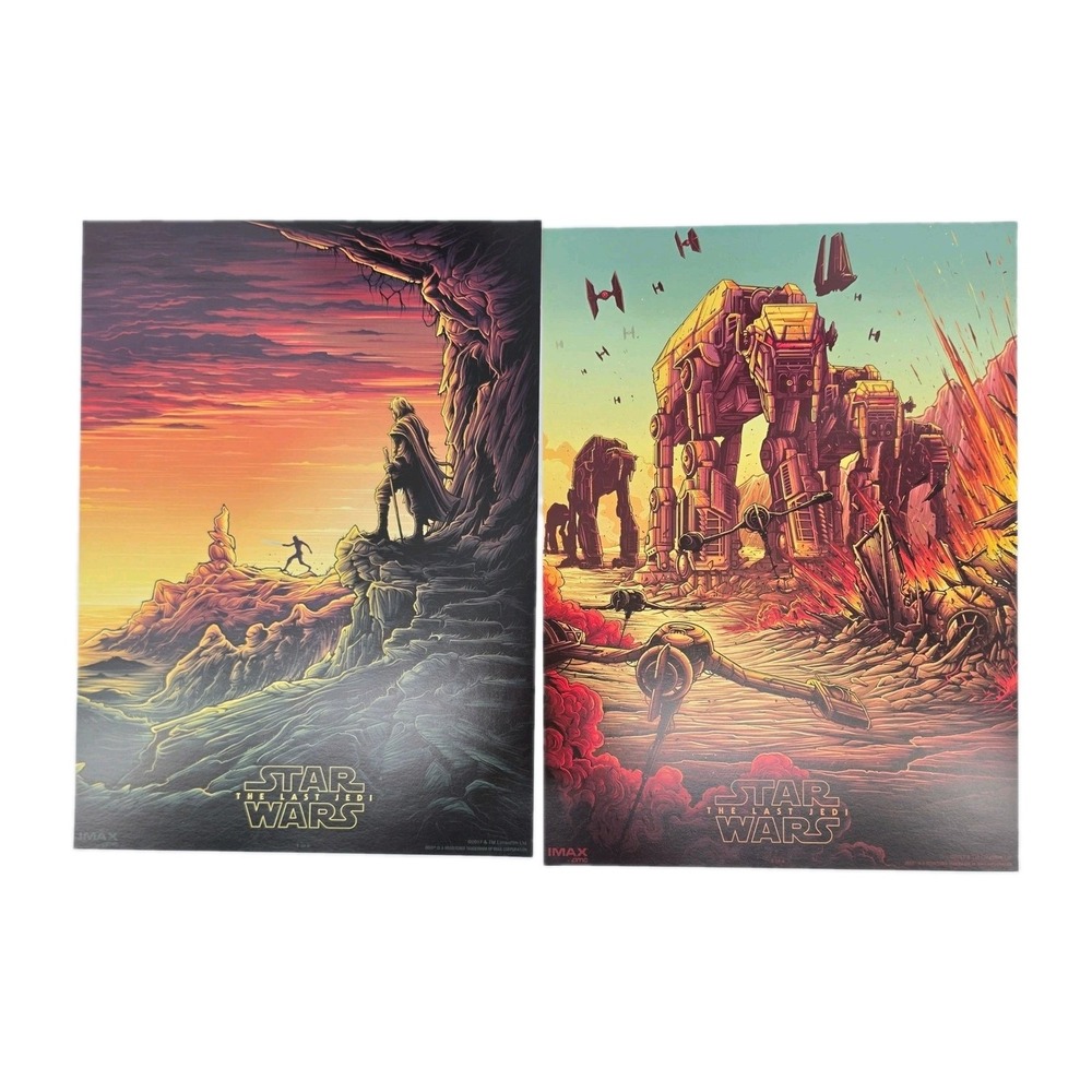 Star Wars The Last Jedi Dan Mumford IMAX AMC Mini Poster Set 2 Luke Crait 9.5x13